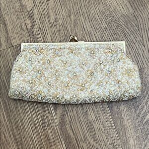 Elegant Gold Beaded Clutch By Carlo Fellini